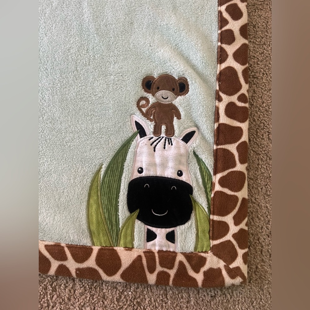 Fleece Baby Blanket - Zebra & Monkey - by Lambs & Ivy